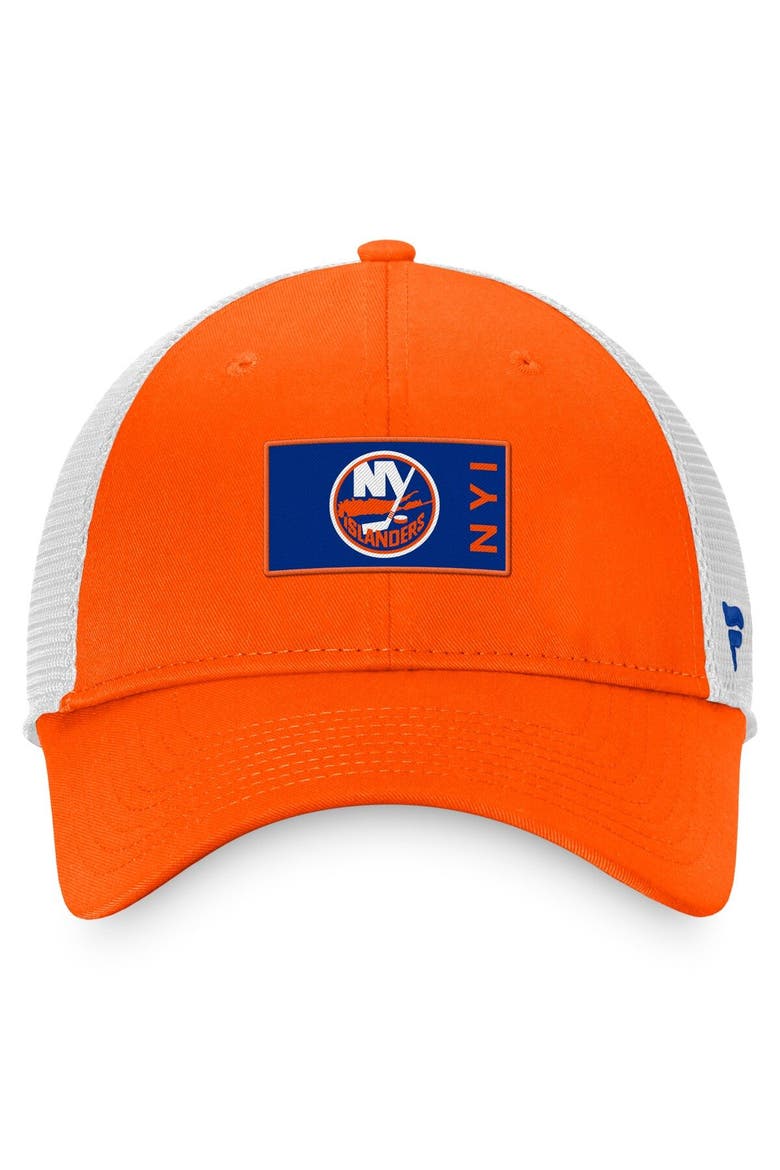 Men's Fanatics Branded Orange/White New York Islanders Authentic Pro Rink Trucker Snapback Hat, Alternate, color, Orange