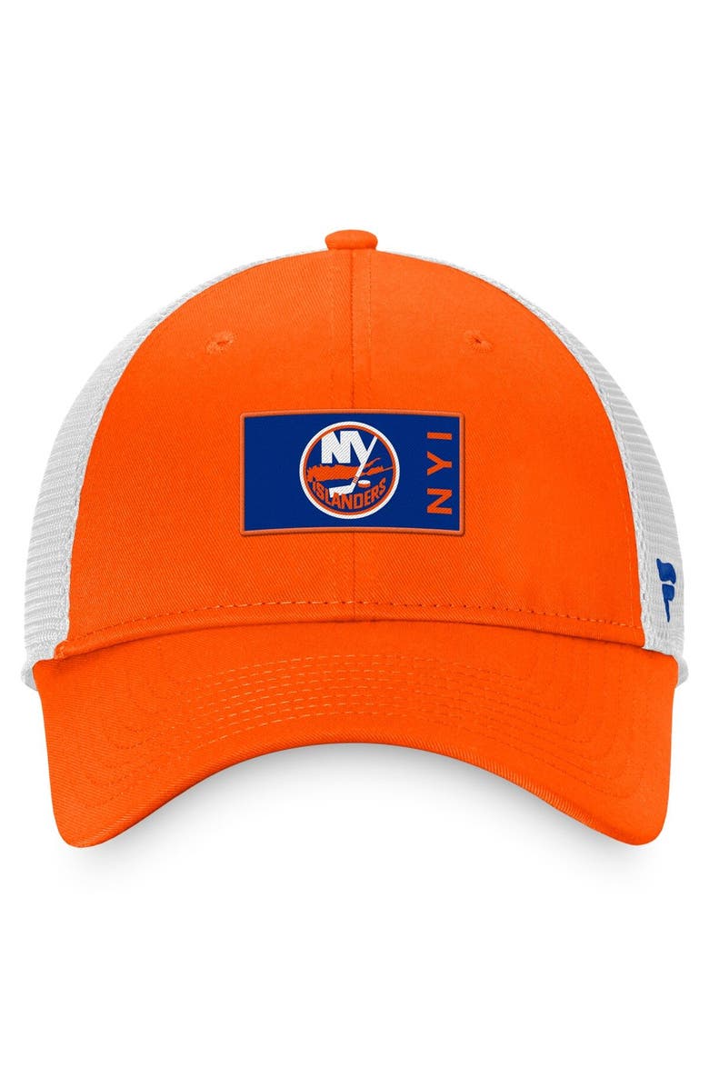 FANATICS Men's Fanatics Branded Orange/White New York Islanders Authentic Pro Rink Trucker Snapback Hat, Alternate, color, Orange