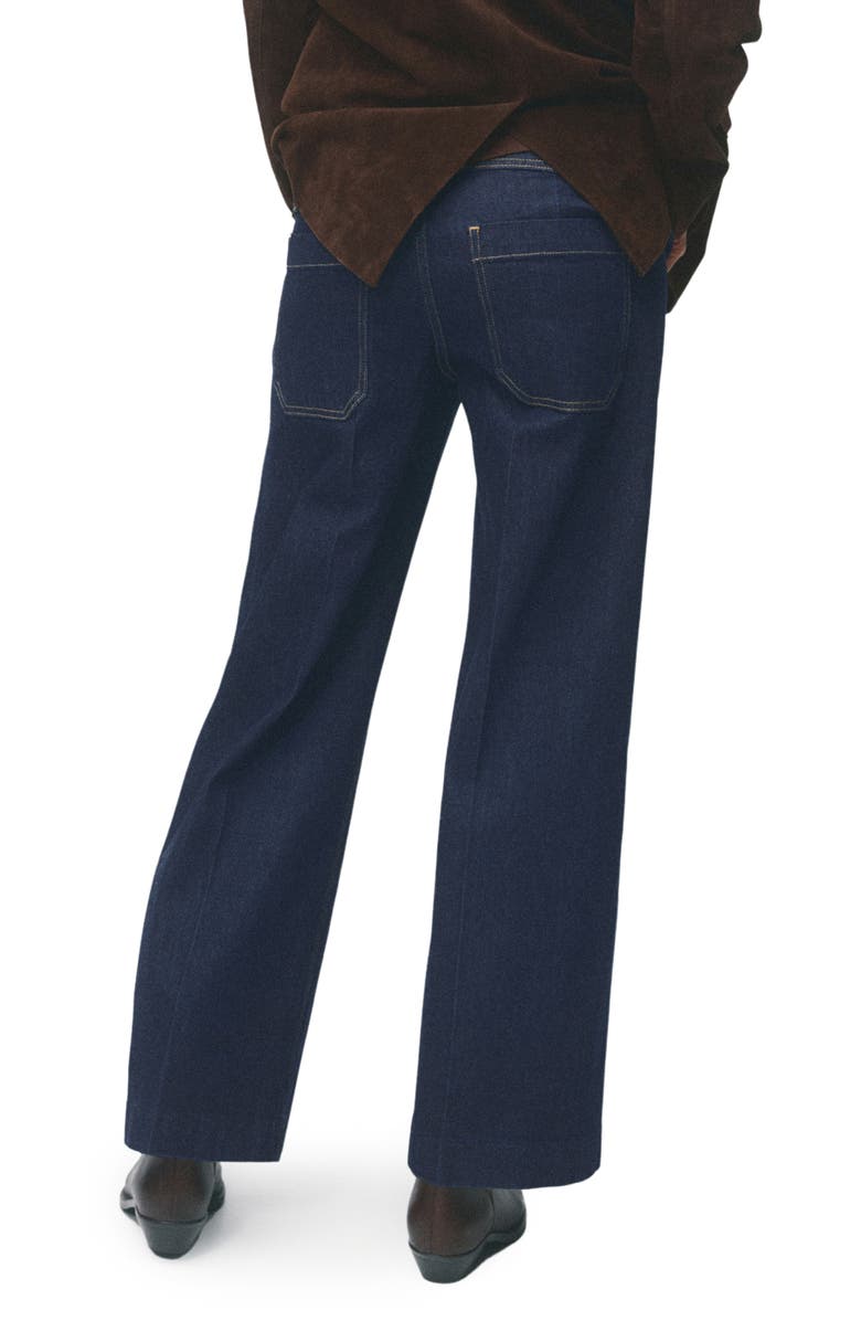 MANGO Over the Bump Patch Pocket Wide Leg Maternity Jeans, Alternate, color, Open Blue