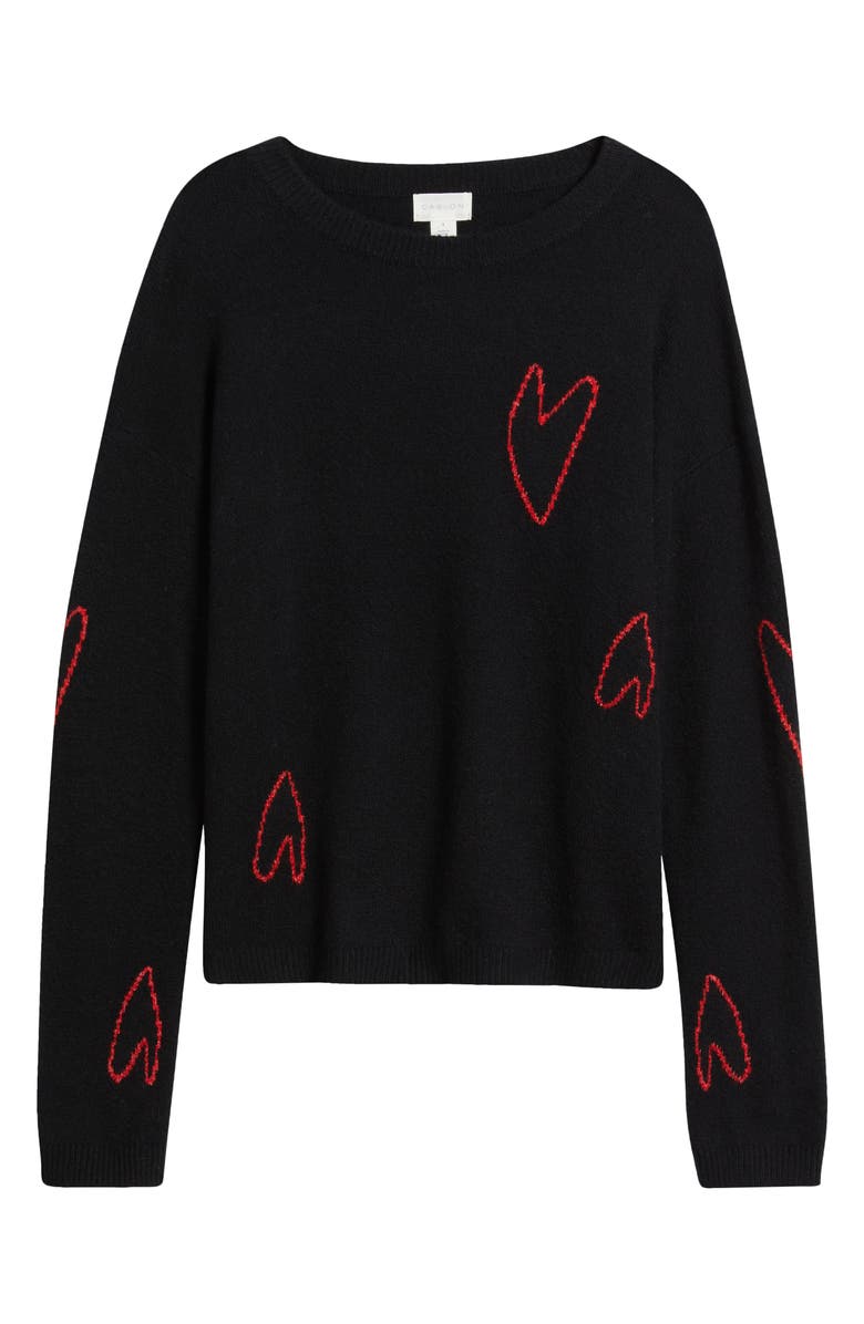 Caslon<sup>®</sup> Jacquard Hearts Cotton Blend Sweater, Alternate, color,