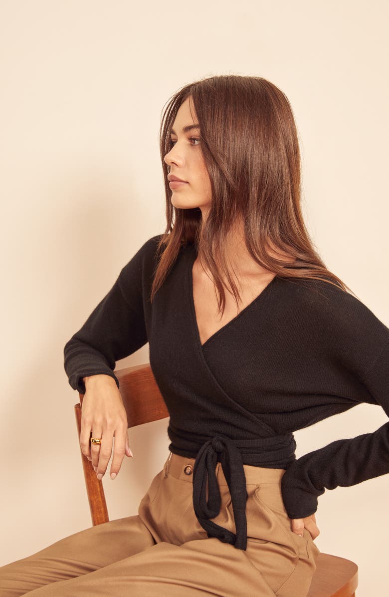 Reformation Cashmere Wrap Sweater, Alternate, color,