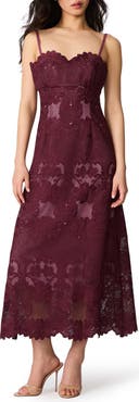 Steve Madden Willow Scalloped Floral Lace Midi Dress