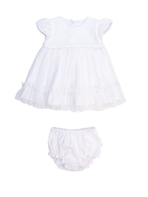 Baby Girls Dotted Tulle Dress & RuffleButt Set