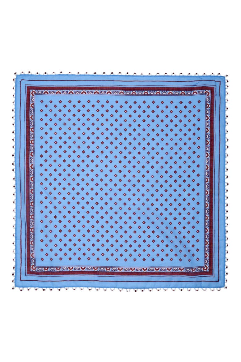 Beaded Bandana in Cotton Blend, Alternate, color, RETRO BLUE