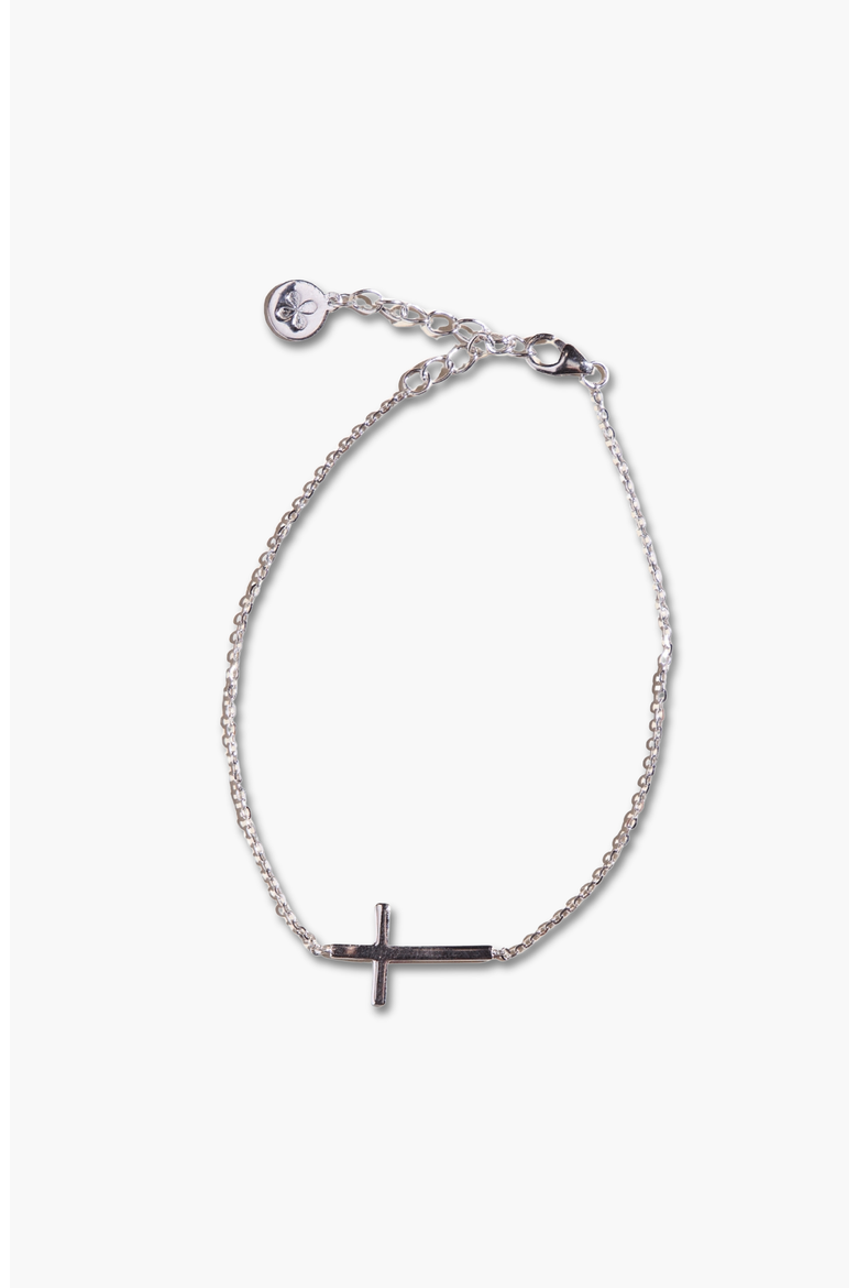 Waterproof Sideways Cross Bracelet, Main, color, Silver
