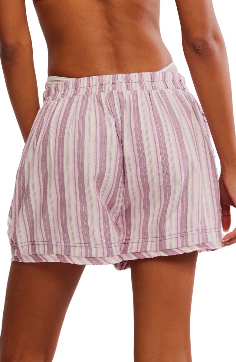 Free People Day to Day Flannel Boxer Pajama Shorts, Alternate, color, Burgundy Combo