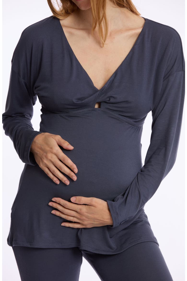 Louna Maternity and Nursing Long Sleeve T-Shirt, Alternate, color, MIDNIGHT BLUE