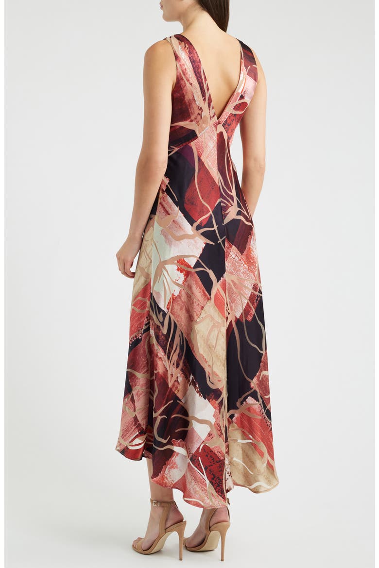 Floral Mixed Print Satin Dress, Alternate, color, DESERT CLAY