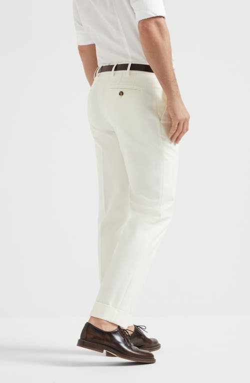 Brunello Cucinelli Cotton-virgin Wool Gabardine Italian Trousers In Panama