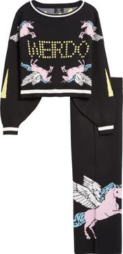 Dressed in Lala Weirdos Unite Pegasus Jacquard Sweater & Wide Leg Pants Set