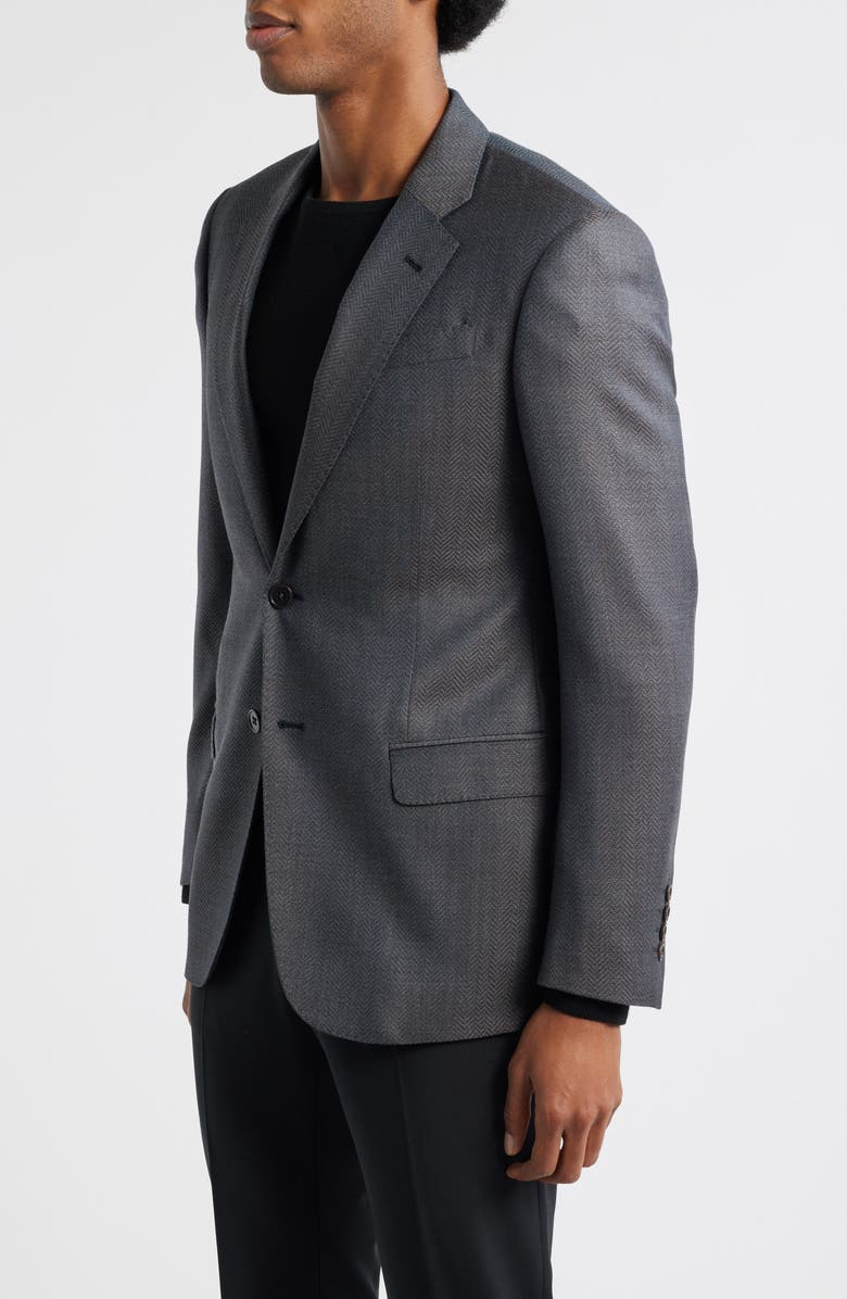 Emporio Armani Grey Wool Herringbone Sport Coat, Alternate, color, Solid Medium Grey