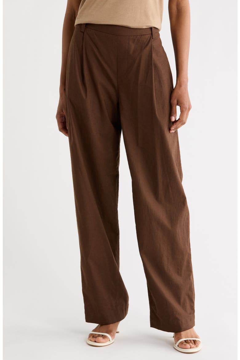 Pleated Pull-On Pants, Main, color, ARGAN