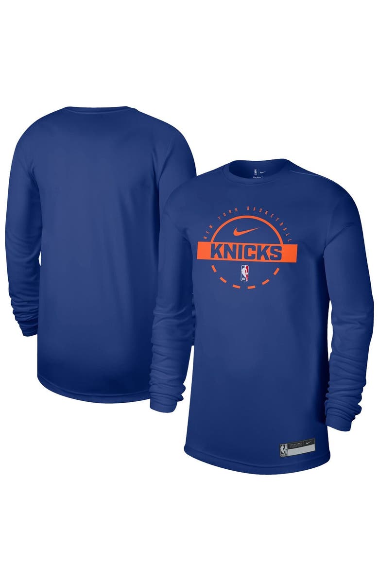 Nike Men's Nike Blue New York Knicks 2025/26 On-Court Flare Dri-FIT Practice Long Sleeve Tri-Blend T-Shirt, Main, color, Blue