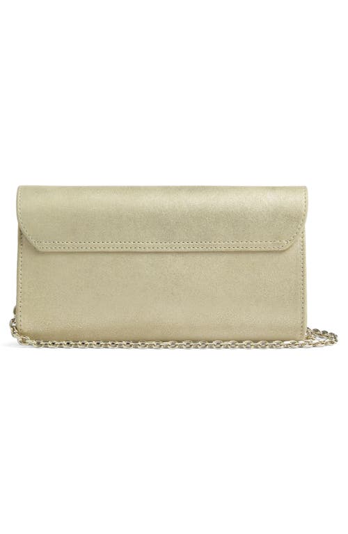 Lk Bennett Florence Curve Flap Leather Clutch In Gold