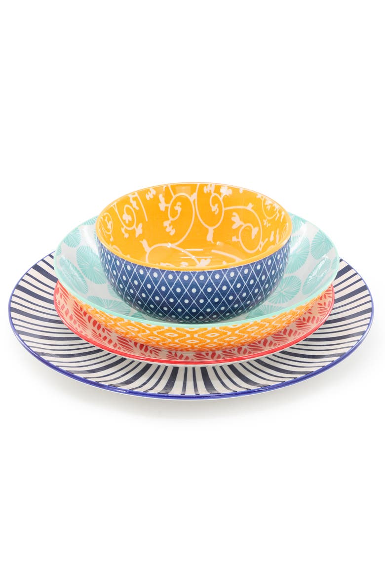 Giovanna 16 Piece Double Bowl Dinnerware Set, Alternate, color, White