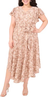 Vince Camuto Abstract Print Flutter Sleeve Dress