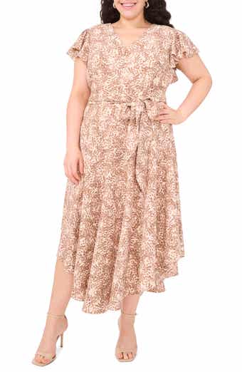 Vince Camuto Abstract Print Flutter Sleeve Dress