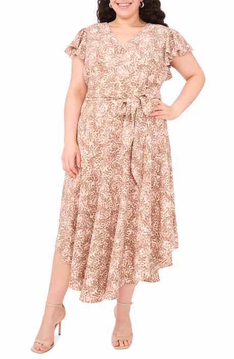 Vince Camuto Abstract Print Flutter Sleeve Dress