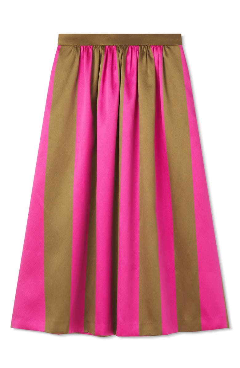 LK Bennett Olsen Stripe Satin Skirt, Alternate, color, Green Multi