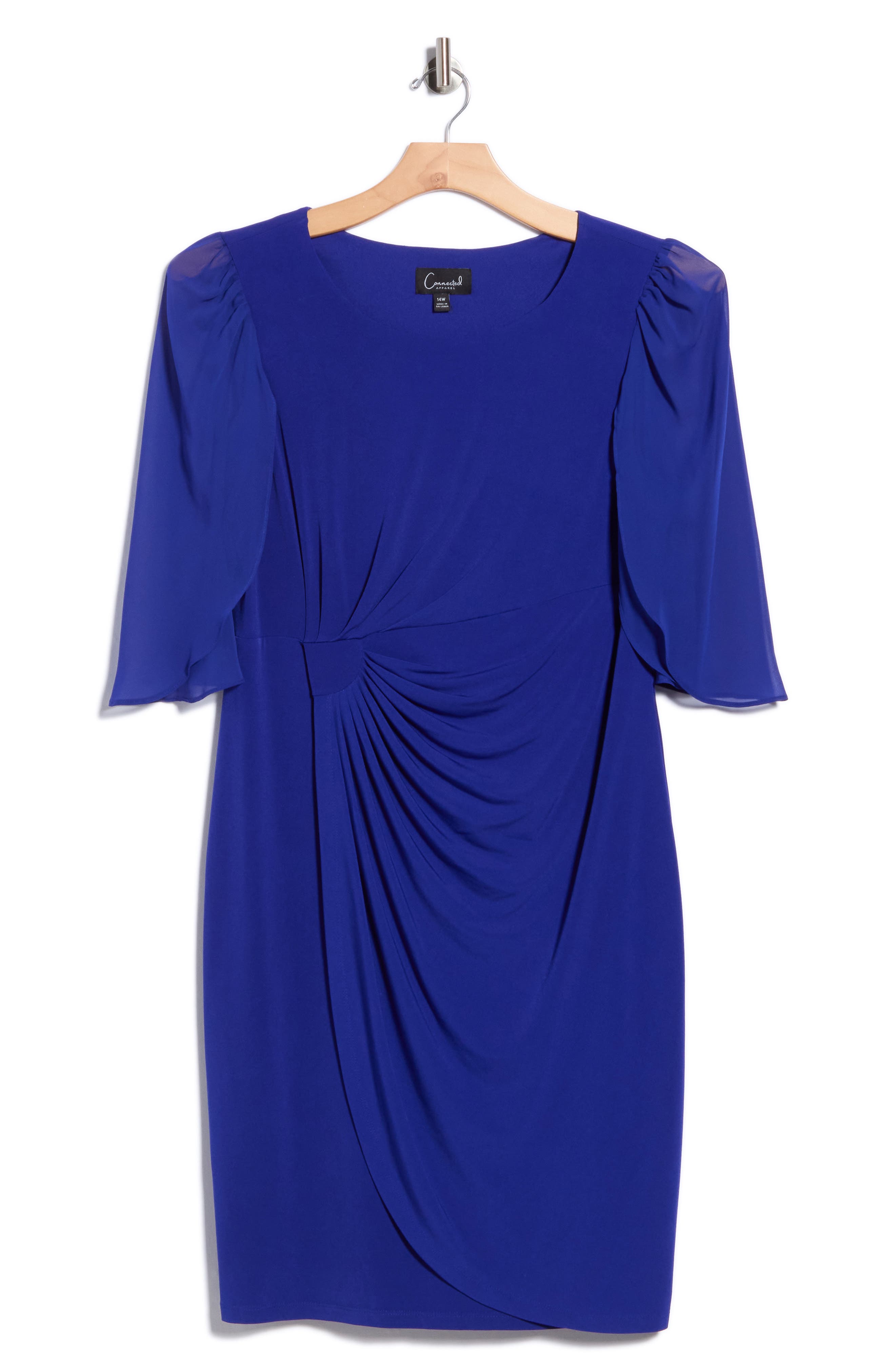 Chiffon Sleeve Faux Wrap Dress