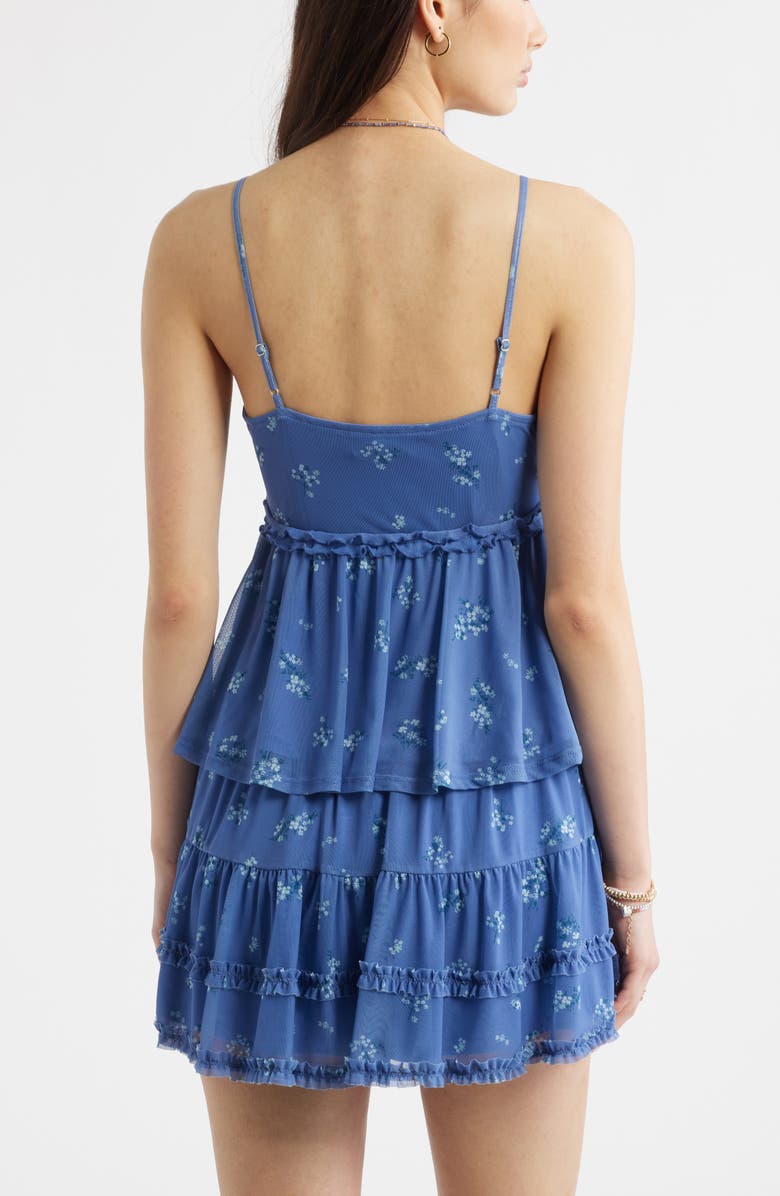 BP. Floral Mesh Ruffle Trim Camisole, Alternate, color, Blue Colony Meadow Clusters