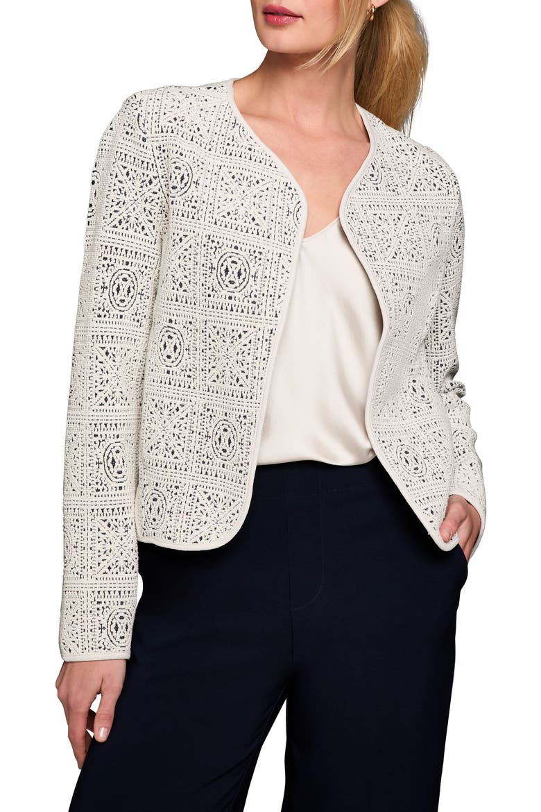 Tapestry Knit Jacket, Main, color, CREAM MULTI