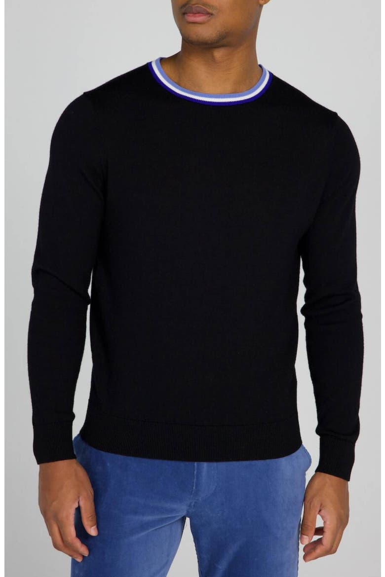 Robinson Tipped Wool Golf Crewneck Sweater, Main, color, TUXEDO