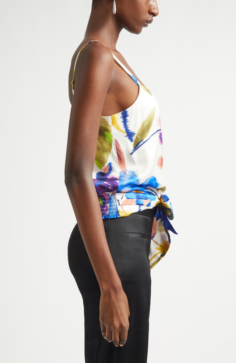 Ramy Brook Dellia Floral Print Stretch Silk Camisole, Alternate, color, Ivory Floral Silk