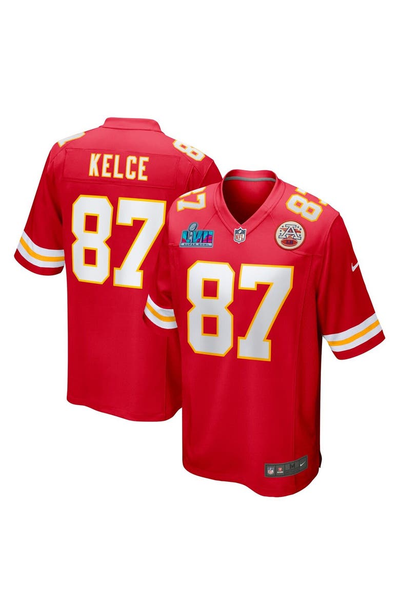 Nike Men's Nike Travis Kelce Red Kansas City Chiefs Super Bowl LVII Patch Game Jersey, Main, color, 