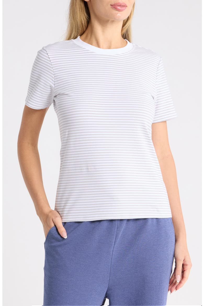 Truebasics Cotton Fitted Tee, Main, color, GREY/ WHITE
