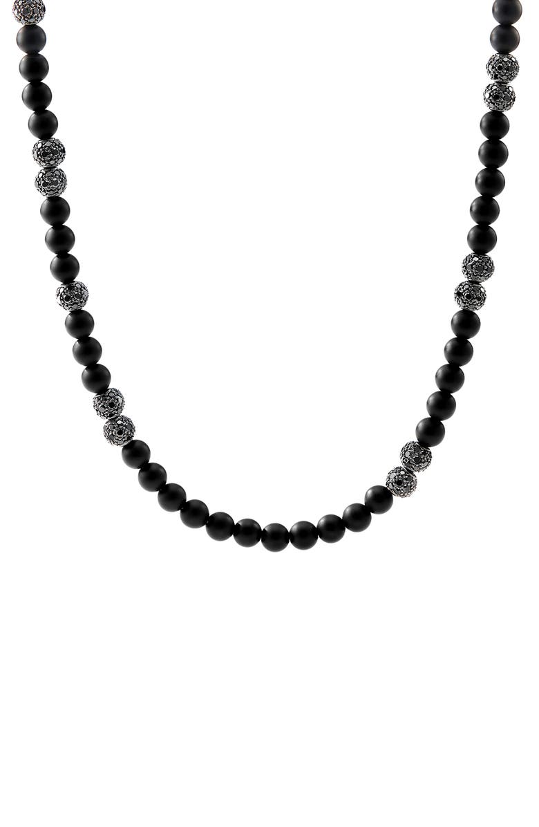 David Yurman Men's Spiritual Beads Necklace with Black Onyx & Pavé Black Diamonds, Main, color,
