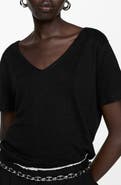 MANGO V-Neck Linen T-Shirt