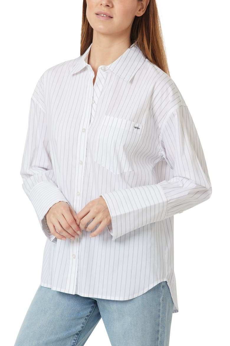 Oversize Stripe Poplin Button-Up Shirt, Alternate, color, BRIGHT WHITE STRIPE