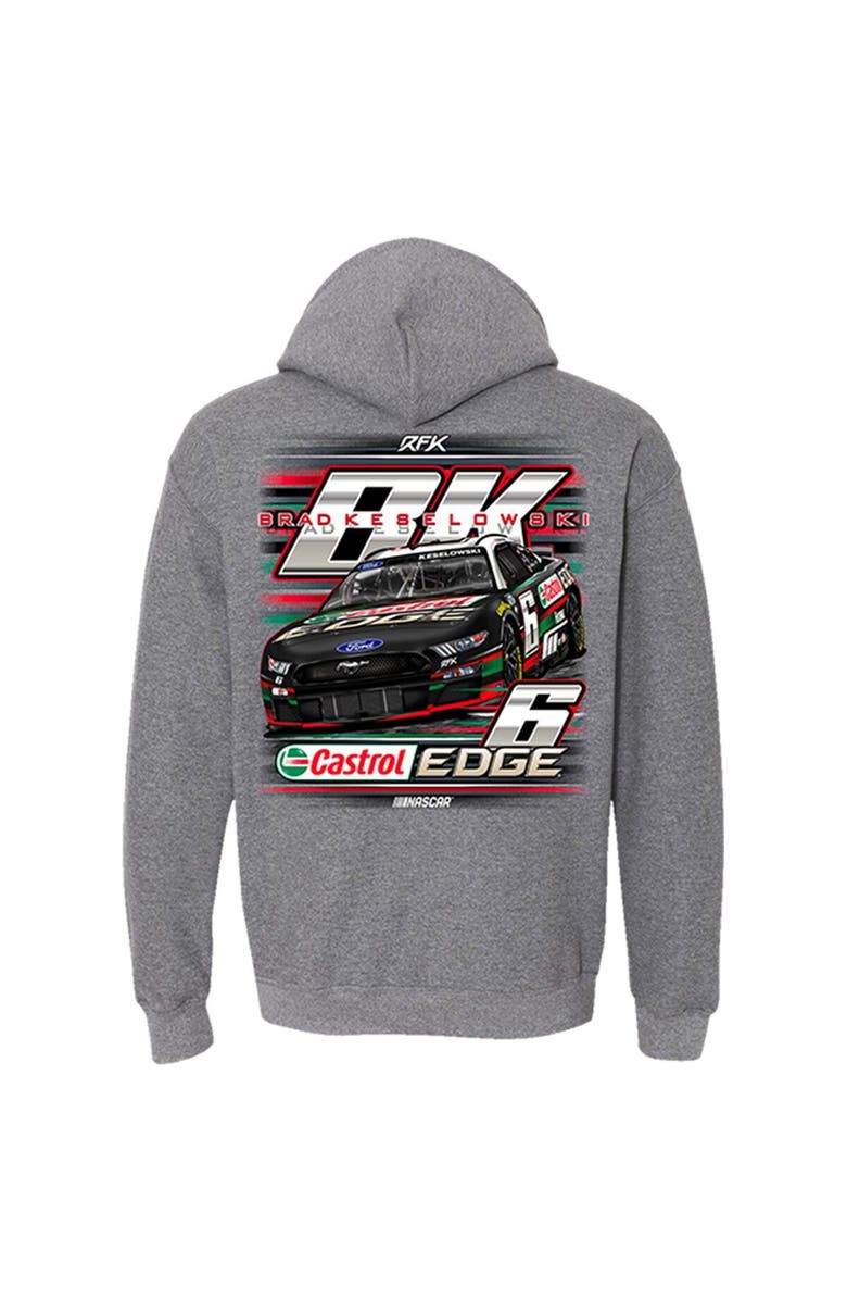 RFK Racing Men's RFK Racing Heather Gray Brad Keselowski Castrol Edge Car Pullover Hoodie, Alternate, color, 