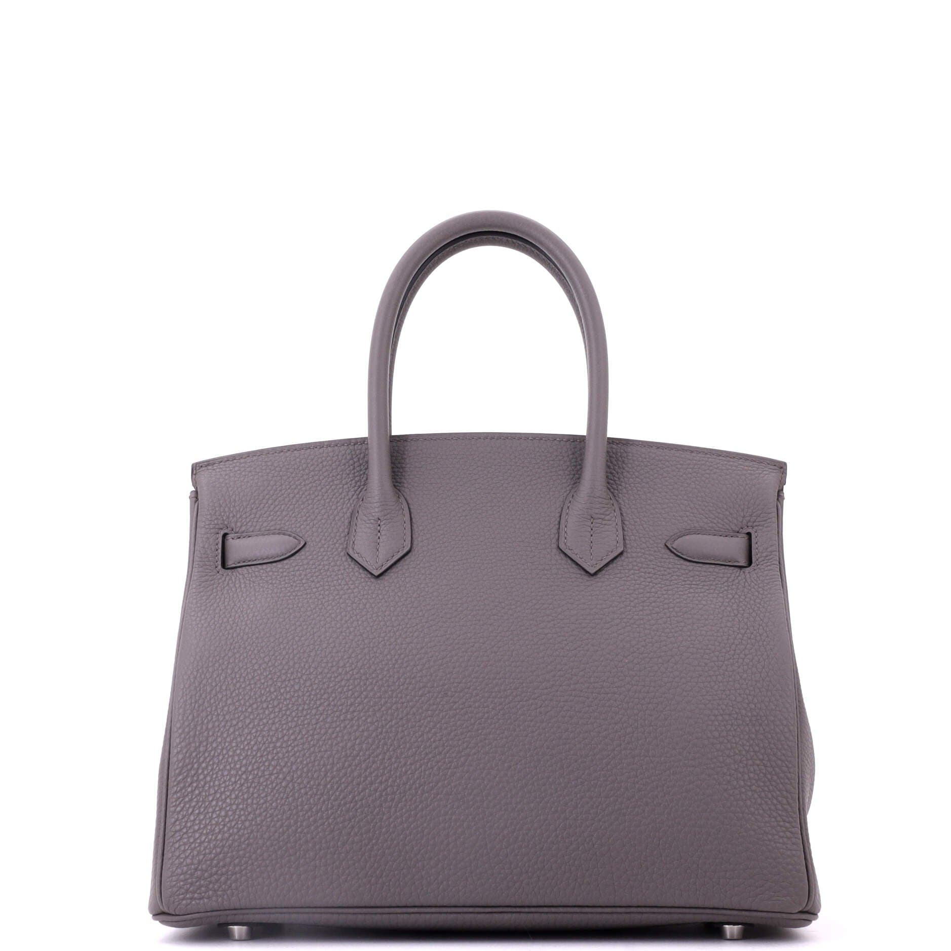 Pre-Owned Hermes Birkin Handbag Grey Togo with Palladium Hardware 30, Alternate, color, Etain