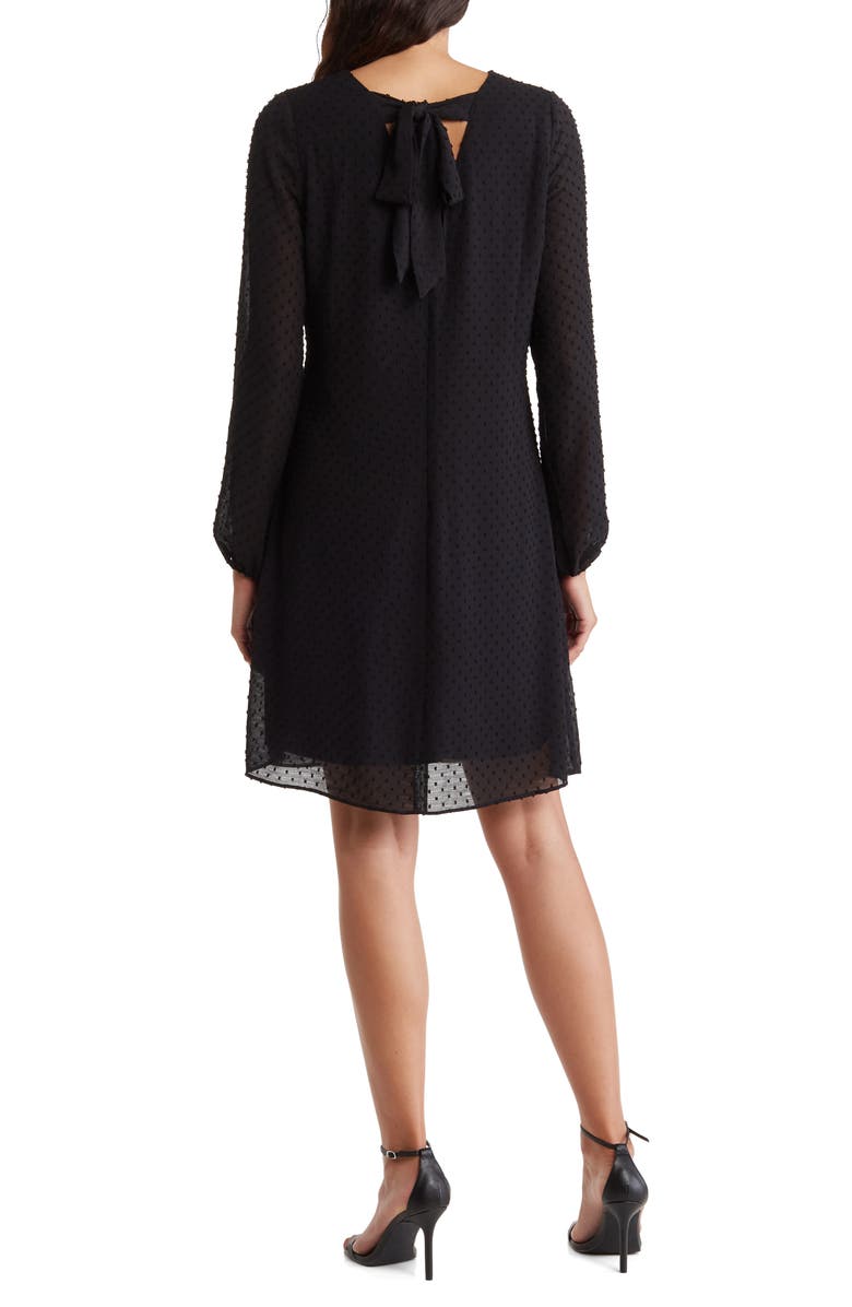 Nine West Clip Dot Long Sleeve Shift Dress, Alternate, color, 