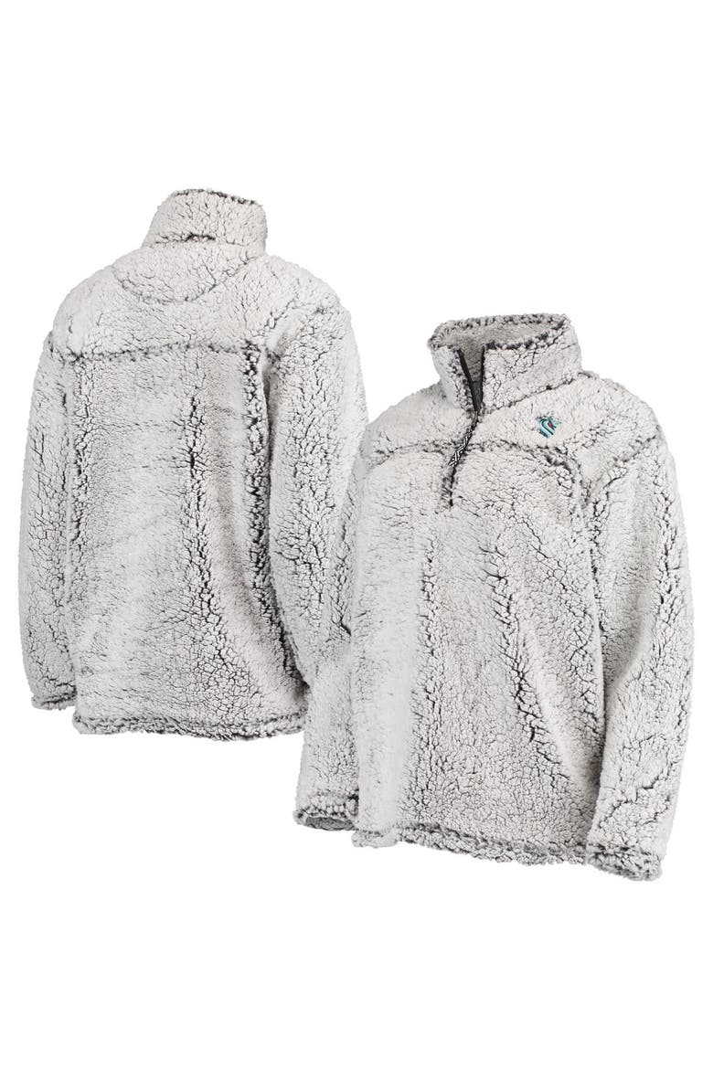 Women's G-III 4Her by Carl Banks Gray Seattle Kraken Sherpa Quarter-Zip Jacket, Main, color, Gray