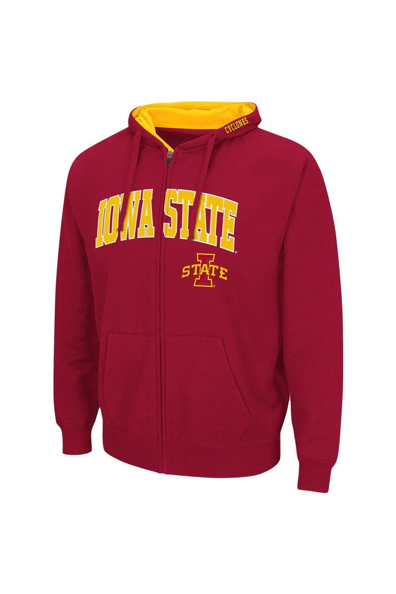 Men's Colosseum Cardinal Iowa State Cyclones Arch & Logo 3.0 Full-Zip Hoodie, Alternate, color, Cardinal