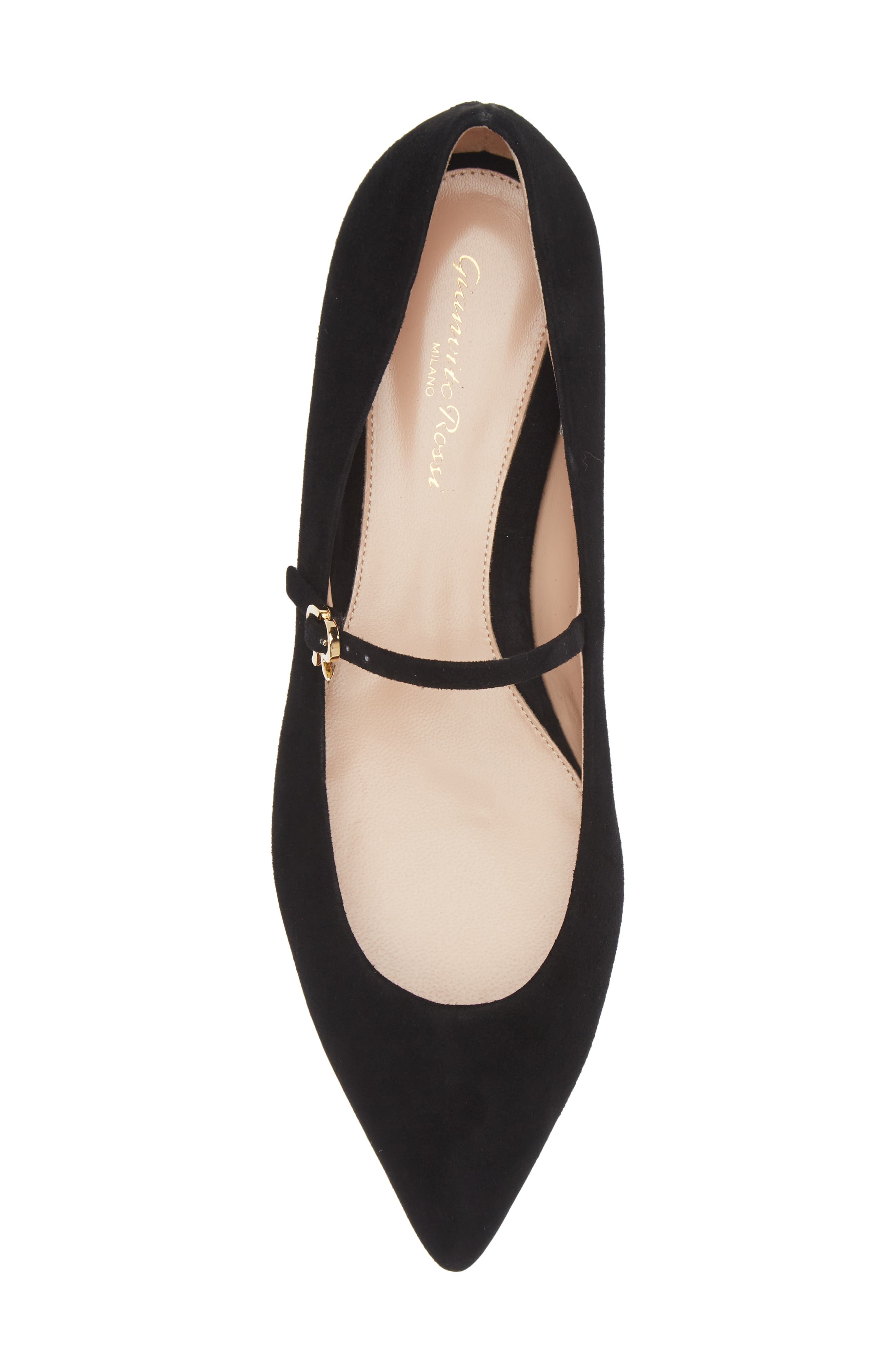 Gianvito Rossi Ribbon Pointed Toe Mary Jane Ballet Flat, Alternate, color, 