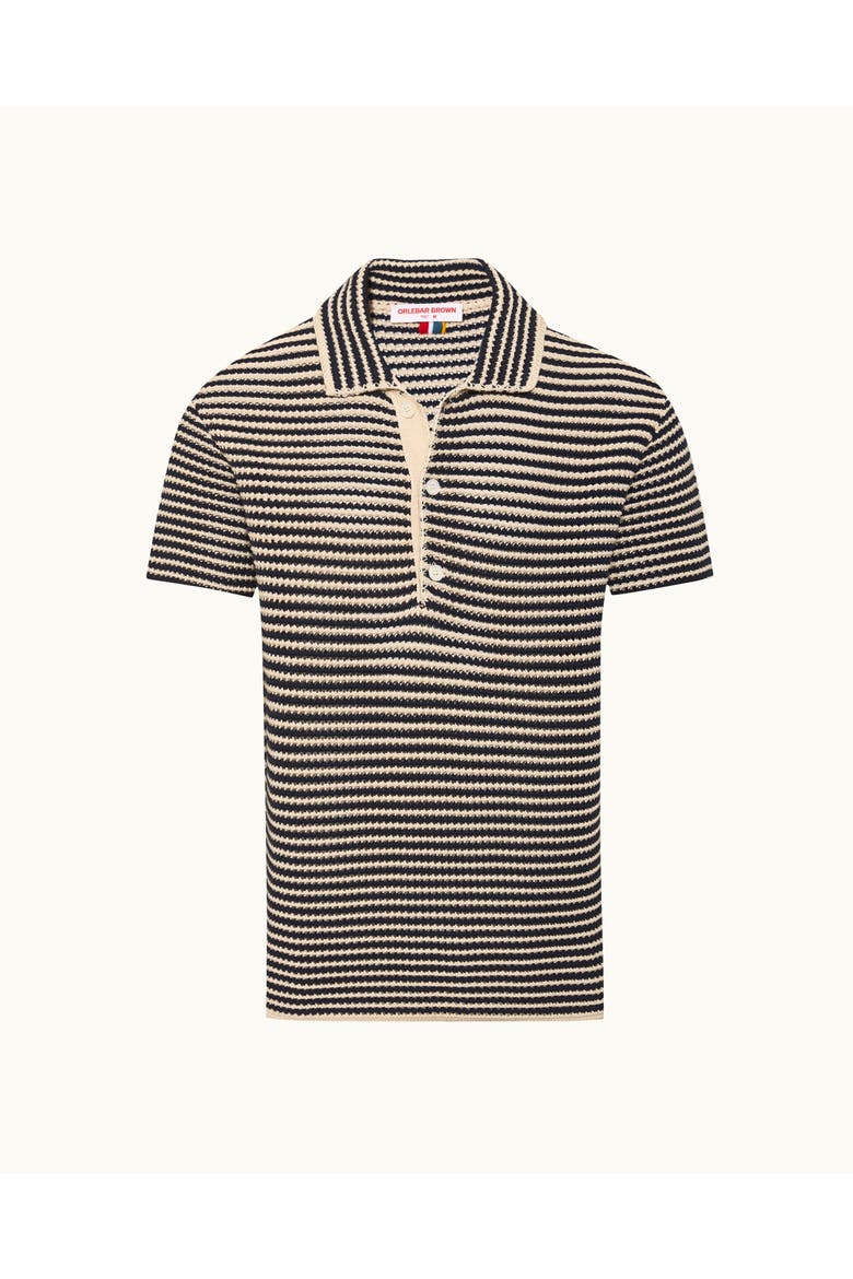 Lowry Classic Fit Crochet Stripe Polo, Alternate, color, NIGHT IRIS/CASHEW
