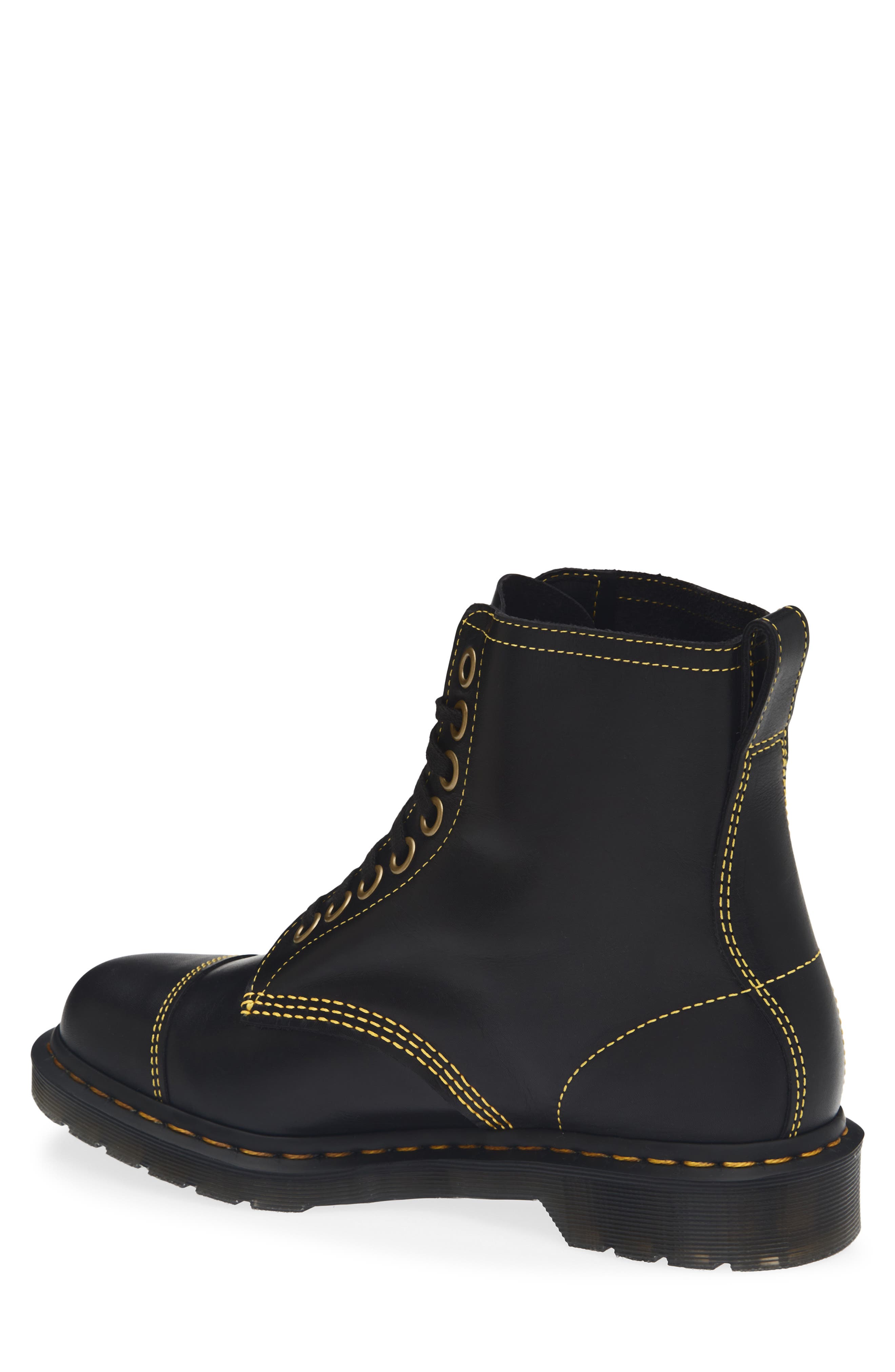 Cappers 8-Eye Leather Boot, Alternate, color, BLACK