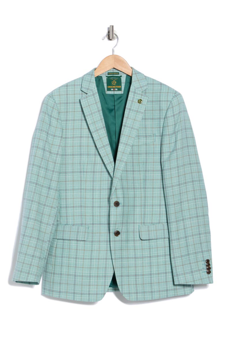 Plaid Wool Blend Sport Coat, Alternate, color, TEAL