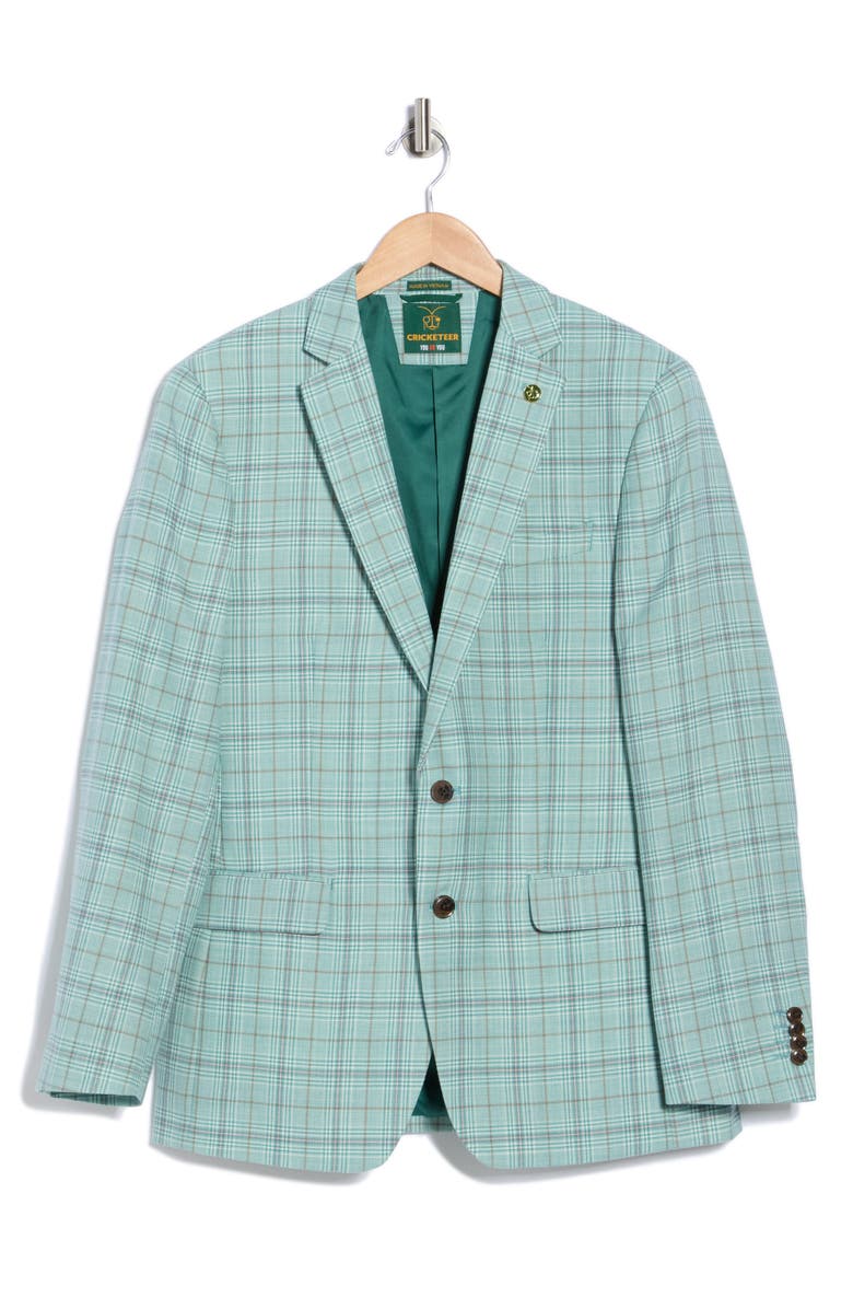 CRICKETEER Plaid Wool Blend Sport Coat, Main, color, Teal