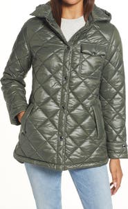 Sam Edelman Water Repellent Diamond Quilted Jacket with Removable Hood