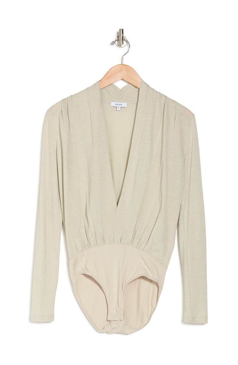 Reiss Rosalba Metallic Long Sleeve Bodysuit | Nordstromrack