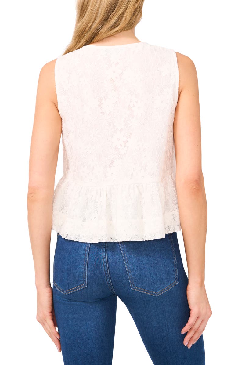 CeCe Floral Lace Peplum Tank, Alternate, color, New Ivory