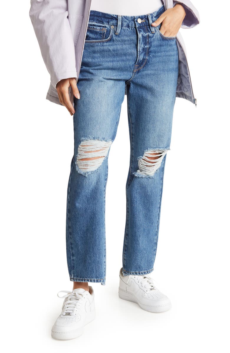 Good American Good Vintage Raw Hem Straight Leg Jeans | Nordstromrack