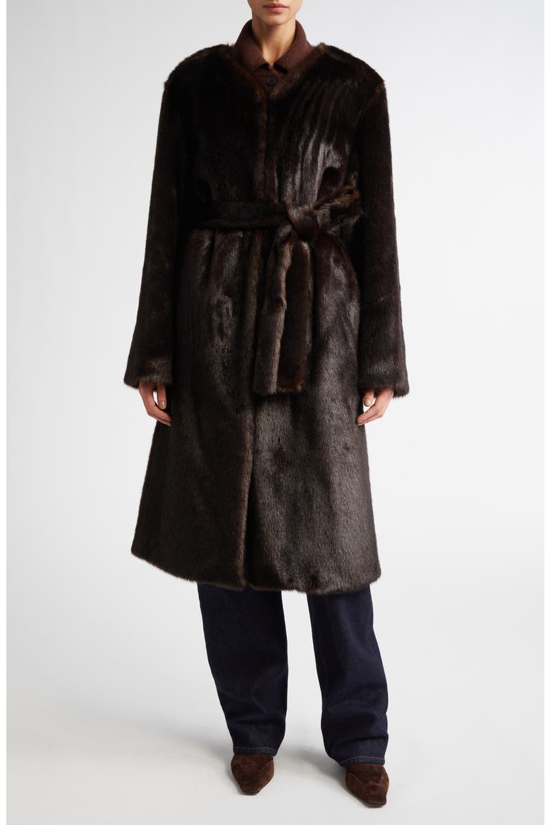 Aritao Belted Faux Fur Coat, Main, color, GRIZZLY