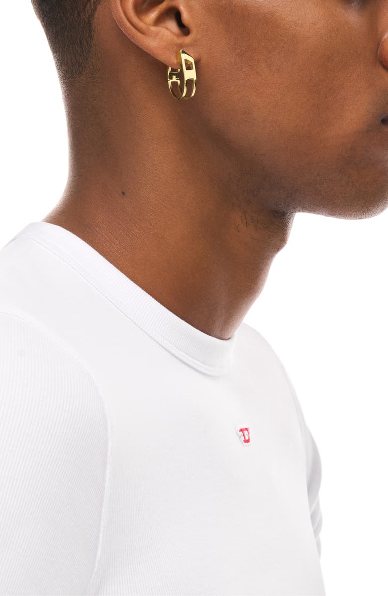 DIESEL<sup>®</sup> D Logo Hoop Earrings, Alternate, color, Gold