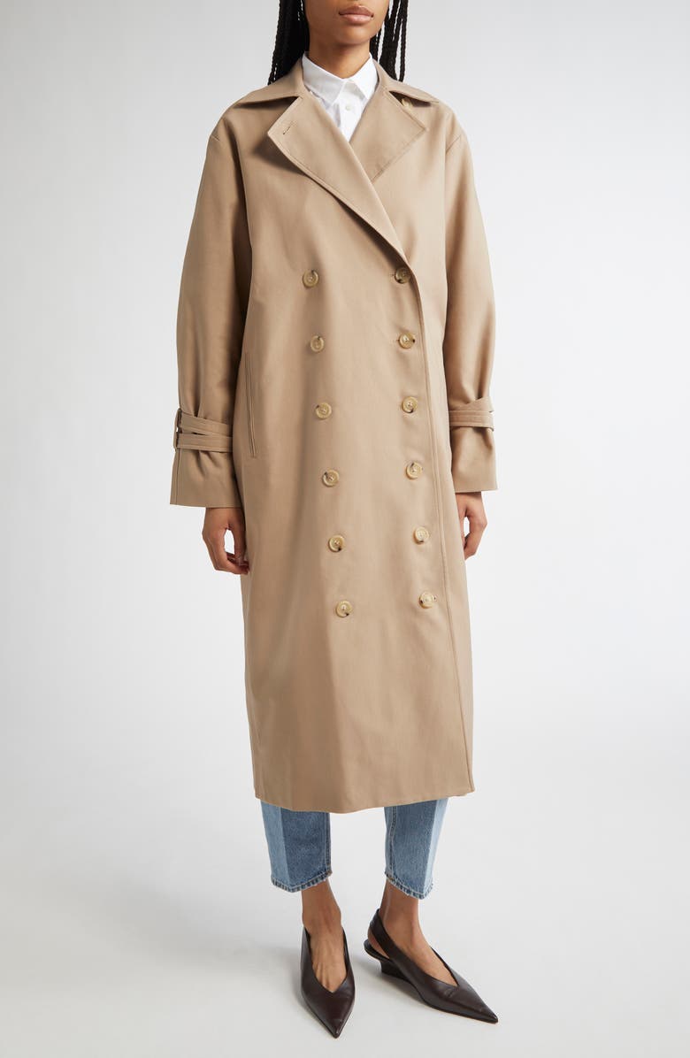 TOTEME Signature Water Repellent Trench Coat, Alternate, color, Khaki